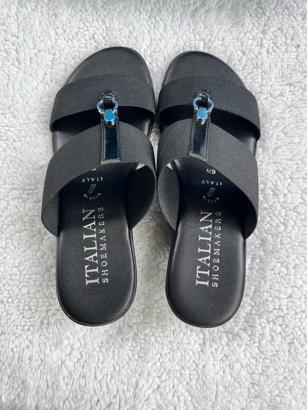 Women’s Black Slide In Sandal Size 6.5 Italian Shoemakers Summer Casual-Dressy - Picture 6 of 10